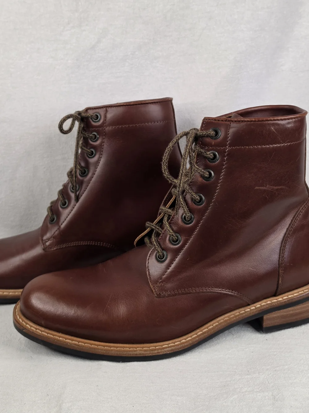 Nisolo Andres Everyday Boots Brandy Brown Leather Lace Up Mens 9